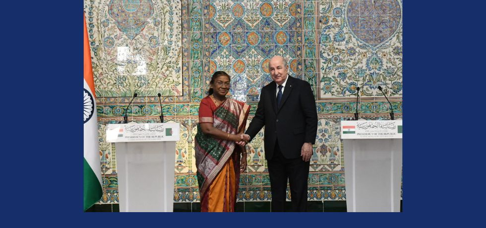 Hon’ble President Smt. Droupadi Murmu met with President Abdelmadjid Tebboune of Algeria, during her State visit to Algeria, from 13-15 October, 2024.